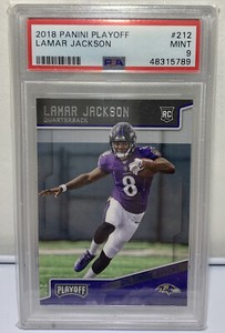 2018 Panini Playoff Rookie Lamar Jackson PSA 9 Mint Card #212