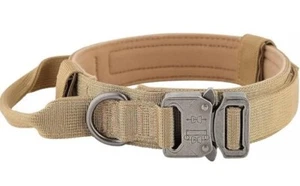 Military Tactical Dog Collar, Adjustable M size Heavy Duty Metal Buckle & Handle - Picture 1 of 6
