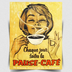 METAL SIGN WALL PLAQUE French Coffee Shop Sign Retro style print cafe kitchen - Picture 1 of 4