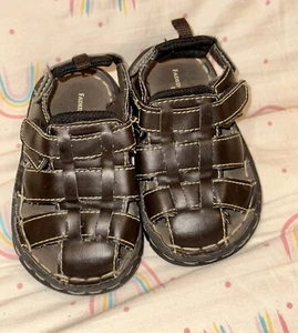 Faded Glory Leather Sandals Brown Toddler Size 5 Fisherman Sandals - Picture 1 of 10