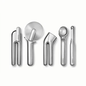 CARAWAY HOME Kitchen Gadget Set Stainless Steel Birch Wood Organizer 6-Piece - Picture 1 of 3