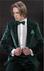 Men Green Suits Elegant Luxury DG Designer Velvet Party Wear Suit (Coat+Pants)