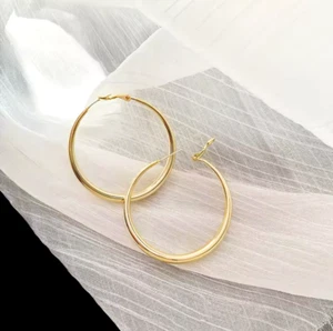 Pendientes oro amarillo 750 18k pendientes 60mm x 2,3mm 8,9g oro PL - Imagen 1 de 6