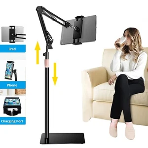 Adjustable Foldable Arm Floor Tablet Phone Stand Holder for iPhone IPad Pro - Picture 1 of 13