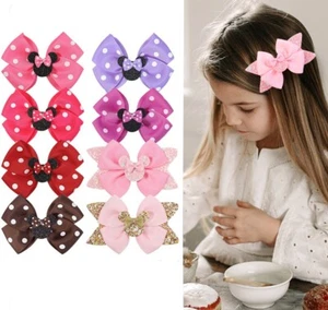 12 Pcs Girls 4" Grosgrain Ribbon Boutique Hair Polka Dots Bows Alligator Clips - Picture 1 of 8