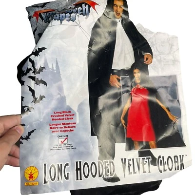 HALLOWEEN BLACK VELVET - Vampire Costume Cape/Cloak - Good Quality Rubies - Image 1 of 3