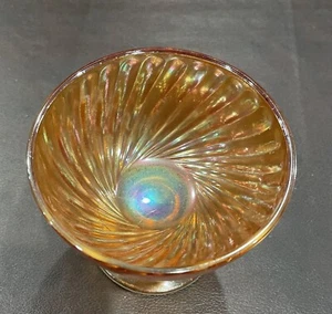 Vidrio de carnaval Sherbert vintage de caléndula imperial remolino costilla - Imagen 1 de 3