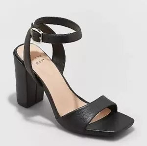 A New Day Shoes Womens Size 11 Black Block Heel Adr06 Sal Ankle Strap Open Toe - Picture 1 of 11