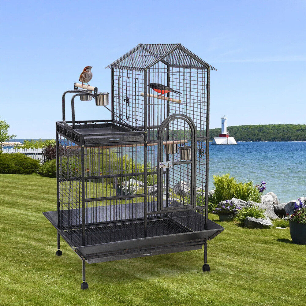 Extra Large Rolling Bird Parrot Cage Play Stand Parakeet Cockatiel Canary Aviary