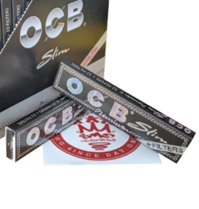 OCB PREMIUM SCHWARZ MIT FILTERN KÖNIGSGRÖSSE SCHLANK KENNER RAUCHENDE ROLLPAPIERE - Bild 1 von 3