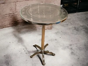 Rare Vintage Official Harley Davidson Large Stainless Steel Bar Table – Shield - Picture 1 of 1