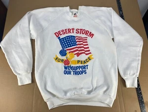 Vintage 80s 90s Desert Storm Rose Army Military Republican Sweatshirt Tee Grunge - Picture 1 of 6