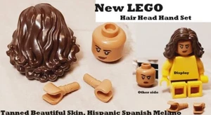 New LEGO Hispanic Woman Girl head Long Hair Wig Matching Hands Two Faces Fun Set - Picture 1 of 1