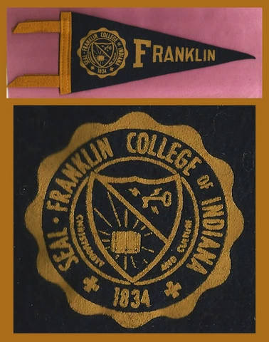 VINTAGE 1960’s Franklin College Grizzlies Football Pennant!  WOW!! Cover