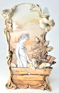 "Art Nouveau Art Nouveau Bisque Porcelana 8" Jarrón Diosa Oveja Figura Doncella - Imagen 1 de 18