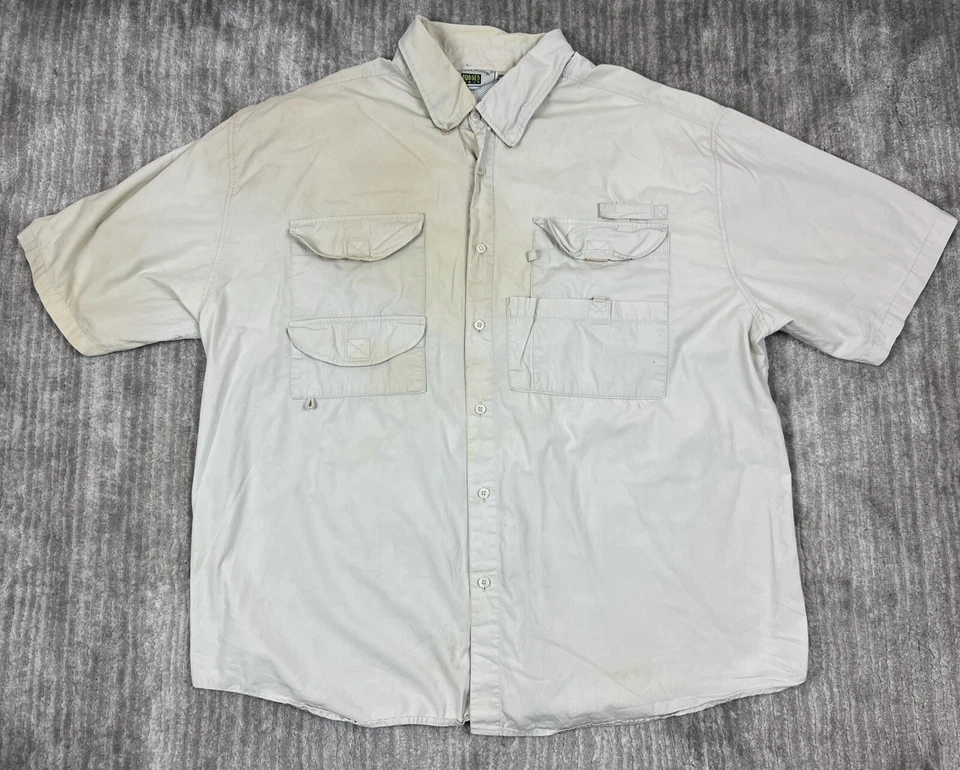 Michael Austin Shirt Men 2XL Beige Rugged Wear Fishing Short Sleeve Vented Back - Image 1 of 4