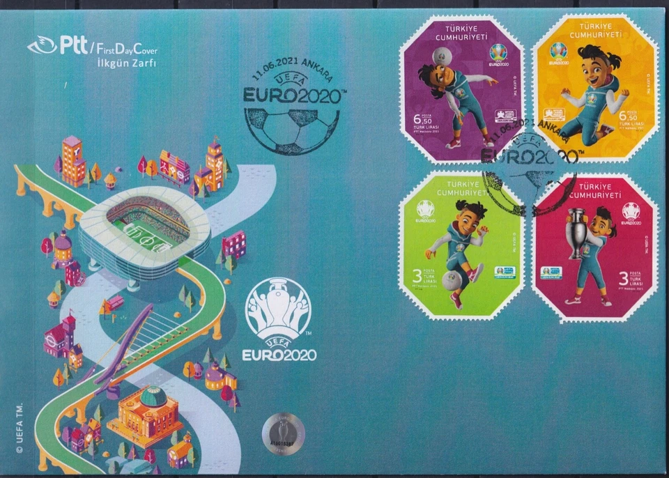 Turkey 2021 Sport, Soccer, European Football Championship, EURO 2020 FDC - Image 1 of 1
