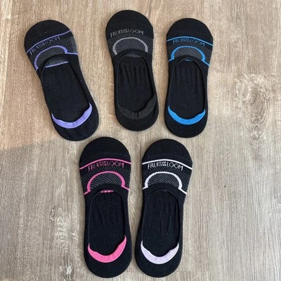 Fruit of the Loom No-Show Calcetines Negros Mujer Elásticos Sin Costuras, Lote 5 Pares NUEVO Foto 1 de 4