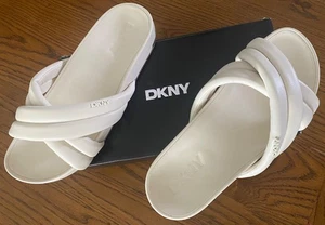 Nuevas sandalias informales DKNY para mujer 10 INDRA Bone nuevas en caja punta abierta cruzada - Imagen 1 de 4