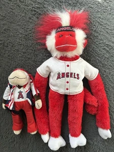 Lot Of LA Angels Fuzzhead Wig Rally Monkey Red Plush MLB And 70’s Rally Monkey - Picture 1 of 10