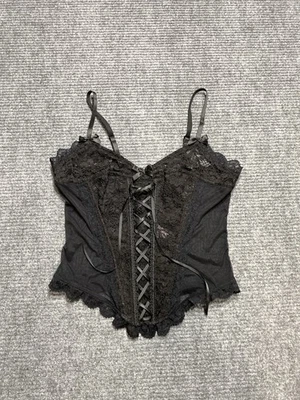 Shirley Of Hollywood Corsé Bustier 36 Negro Emo Gótico Lazos Lencería Y2K Foto 1 de 4