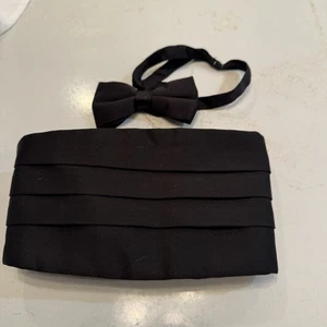 Herren Fliege & Kummerbund Set Schwarz Seide - Bild 1 von 6