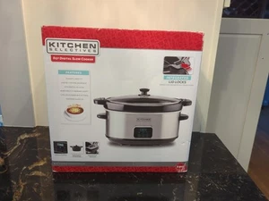 Large 8-Quart Programmable Slow Cooker with Auto Warm Setting, Black Stainless - Picture 1 of 7