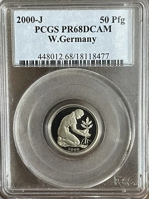 ***2000-J WEST GERMANY  50 PFENNIGS***PCGS PR68DCAM***FINEST KNOWN POP 1/0*** - Image 1 of 4