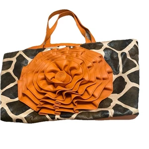 Vintage Bueno Giraffe Print Purse Large Shoulder Bag Faux Leather - Picture 1 of 5