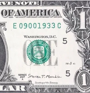 September 1933 : E 09001933 C MONTH / YEAR $1 Dollar Bill ( 09 - 1933 ) - Picture 1 of 3