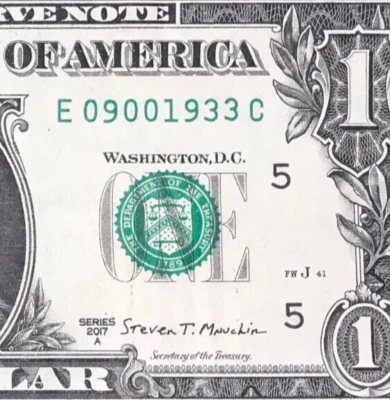 September 1933 : E 09001933 C MONTH / YEAR $1 Dollar Bill ( 09 - 1933 )  - Image 1 of 3