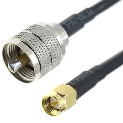UHF male PL259 to SMA male Plug connector lot RF Coaxial Cable Coax jumper RG58 - Image 1 of 2