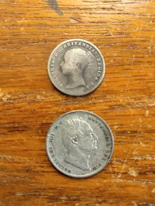 Great Britain 1834 Six Pence and 1840 Four Pence (Offered Together) - Picture 1 of 2