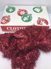 Vintage 25 Ft Red Tinsel Garland by Clothestime In Box 2" Wide
