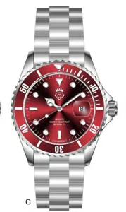 Cavadini Men's Diver Style Solid Stainless Steel Quartz 3 Bar 40mm Red CV-463J - Picture 1 of 11
