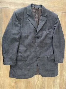 Ermenegildo Zegna Brown Hand Tailored Glen Plaid Sport Coat Jacket Men 42S FLAWS - Picture 1 of 17
