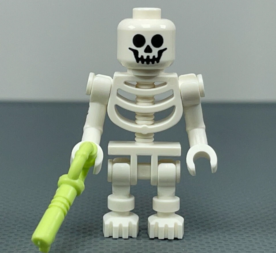 LEGO Minifig Skeleton Standard Skull Bent Round Arms Vertical Grip