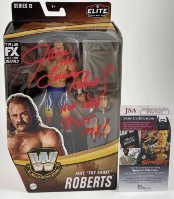 Figura de lucha libre Elite firmada por Mattel Legend de la WWE Jake The Snake Roberts C certificado de autenticidad JSA Foto 1 de 4