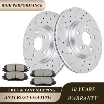 Discos rotores perforados delanteros + pastillas de freno para Toyota Corolla Matrix Pontiac Vibe Foto 1 de 4