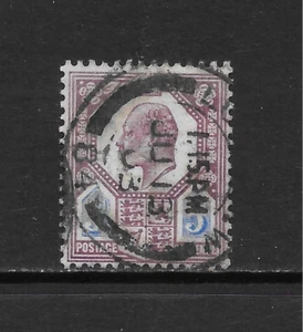 GREAT BRITAIN SCOTT 134 USED FINE - 1902 5p DL PURPLE & ULTRA ISSUE - SOUND! - Picture 1 of 2