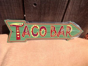 Taco Bar This Way To Arrow Sign Directional Novelty Metal 17" x 5" - Picture 1 of 1
