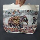 vintage An old canvas handbag with a hand-engraved elephant drawing
