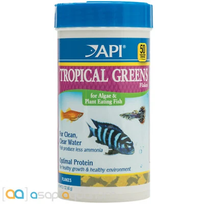 API Tropical Greens Flakes 2.1oz Plant Eating Fish Swordtails Mollies Guppies - Image 1 of 2