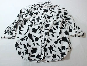 Chico's Women's Leafy No Iron Linen Shirt WR4 Black/White Size 1.5(10-M) NWT - Picture 1 of 3