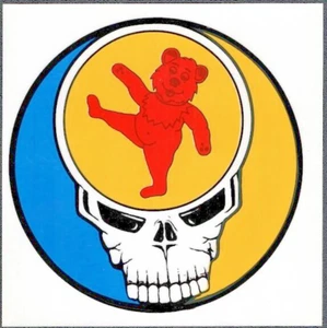 Vintage Grateful Dead Decal - Dancing Orange Bear & Skull Skeleton Sticker NOS - Picture 1 of 1