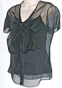 $1100.00 RALPH LAUREN BLACK LABEL SILK BLACK BLOUSE SIZE 10 - Picture 1 of 7