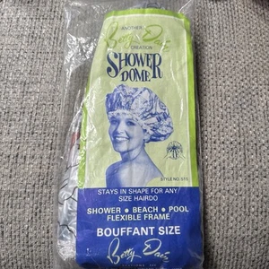 Vintage Betty Daim Shower Bonnet Dome Bouffant Style Shower Cap Orange / Flowers - Picture 1 of 7