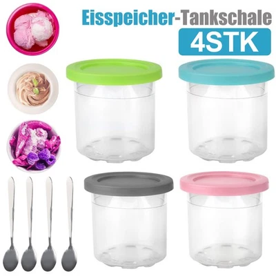 MARKENLOS 4er Set Für Ninja NC300EU Dessert-Behälter Becher mit Deckel Creami Eismaschine