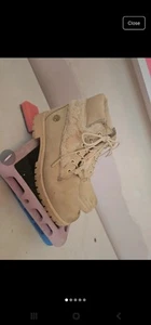 Vauxhall Fur Timberlands, Size 4, Worn Twice. Beige/neutral Coloured - Picture 1 of 5