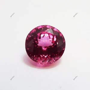 Impresionante piedra preciosa suelta de corte redondo de turmalina rosa natural certificada de 23,70 quilates - Imagen 1 de 10